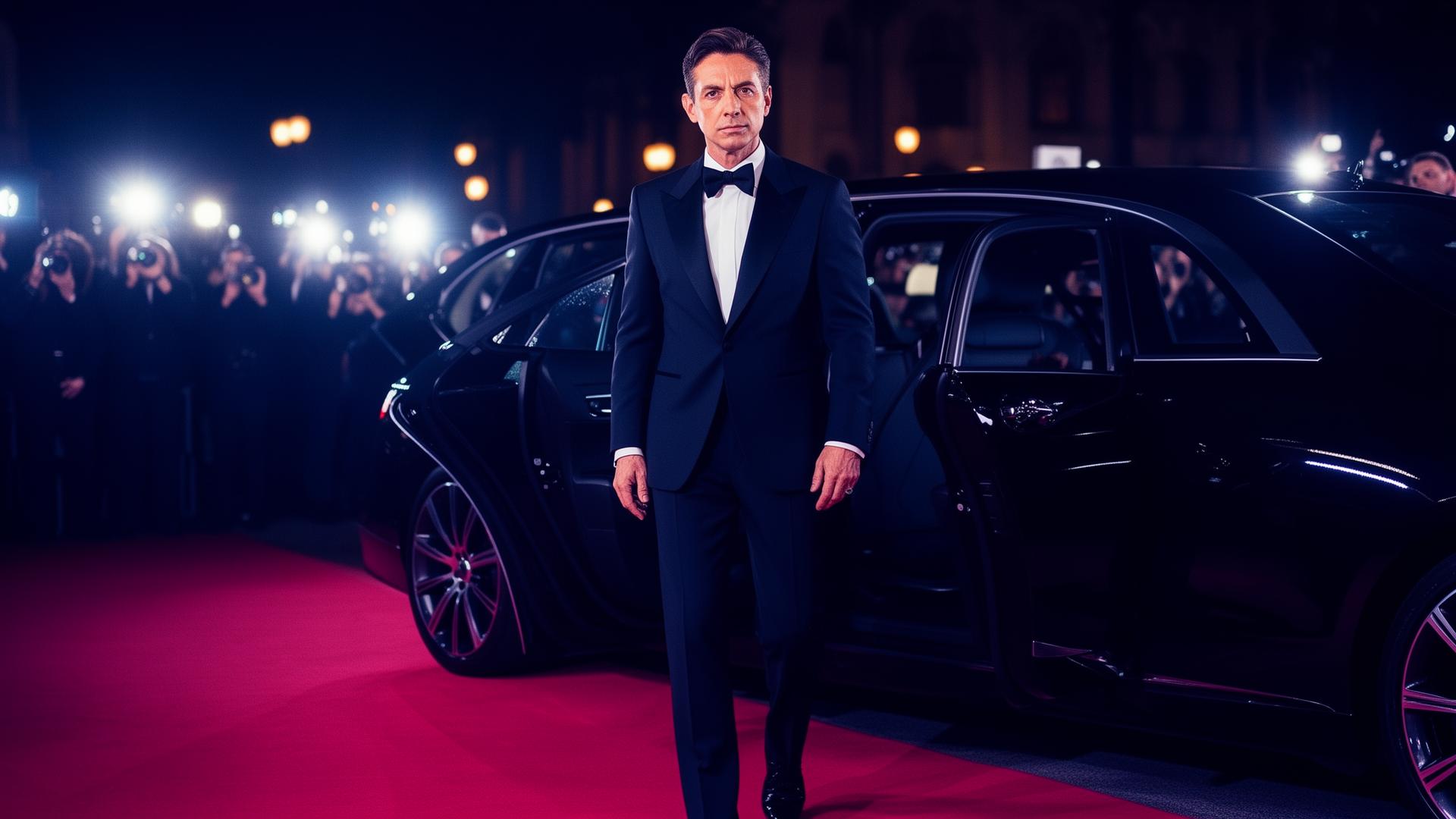 A star arrives on the red carpet